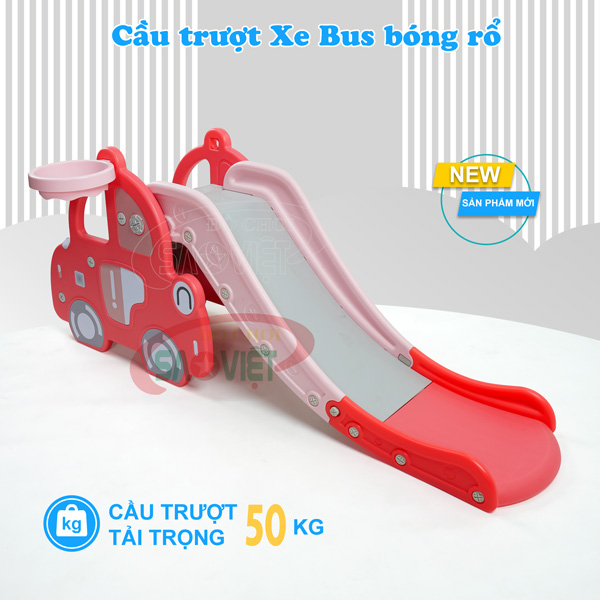 cầu trượt xe bus có bóng rổ siêu bền cho bé S03NM012