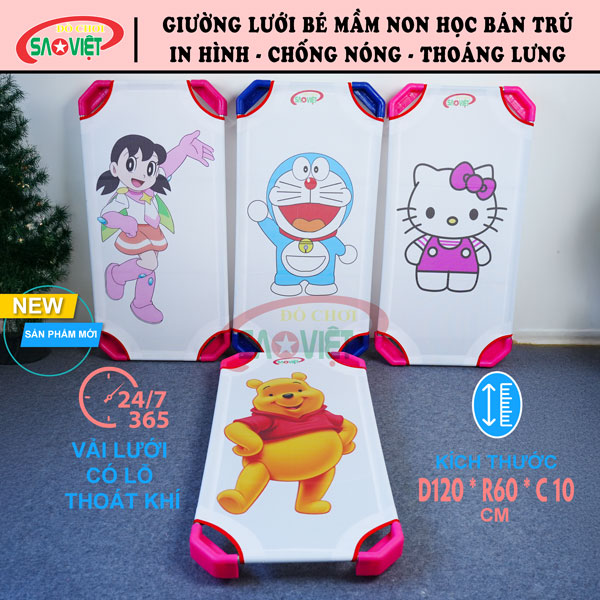 giường lưới mầm non in hình doraemon shizuka