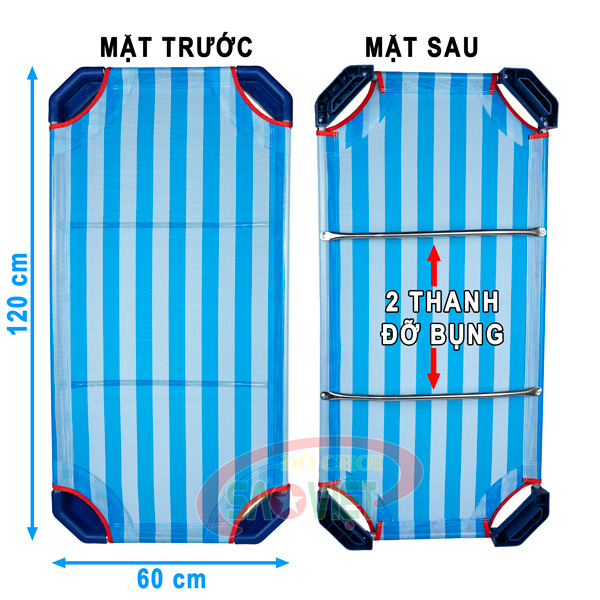 kích thước giường ngủ lưới mầm non có 2 thanh bụng TIGER S011VAB