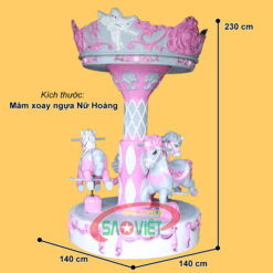 kích thước mâm xoay 3 con ngựa Nữ Hoàng cho khu vui chơi S14BV02