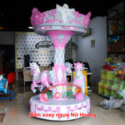 mâm xoay 3 con ngựa Nữ Hoàng cho khu vui chơi S14BV02