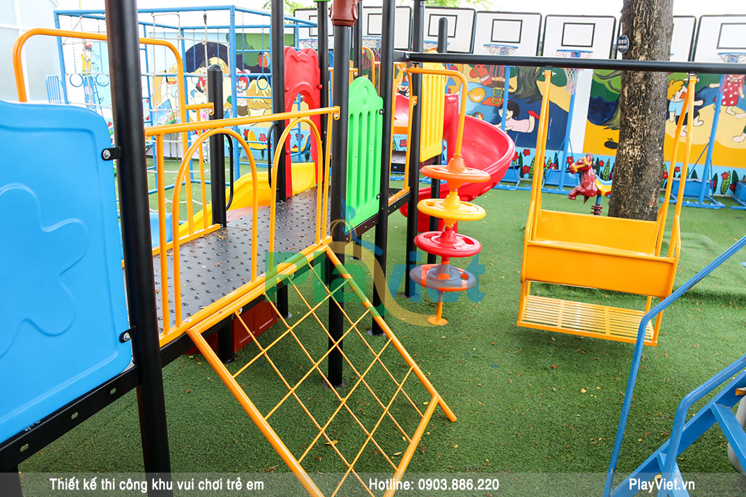 mô hình khu vui chơi vận động 250m2 ngoài trời cho trẻ em trường tiểu học Lê Đức Thọ