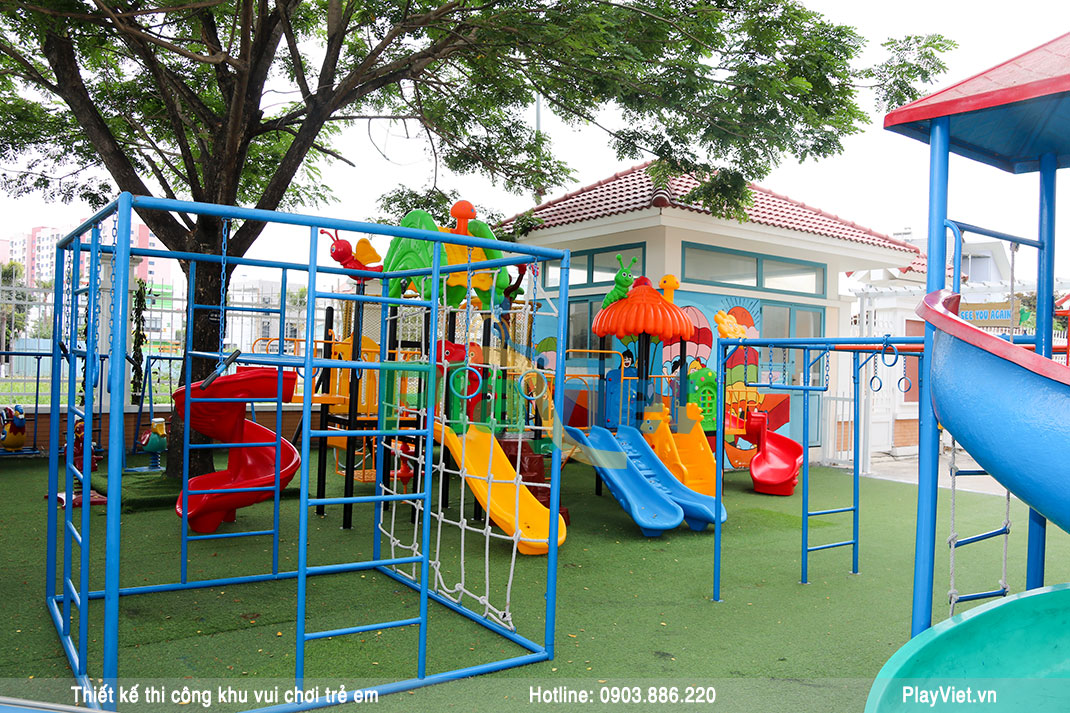 mô hình khu vui chơi vận động 250m2 ngoài trời cho trẻ em trường tiểu học Lê Đức Thọ
