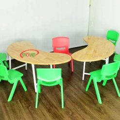 bàn bán nguyệt gỗ mầm non chân gấp S013VD2K 6