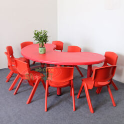 bàn ghế bán nguyệt mầm non nhựa đúc 2 lớp S013ND