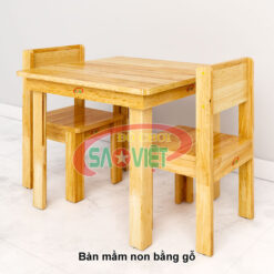 bàn vuông 2 chỗ montessori mầm non bằng gỗ S013VF3