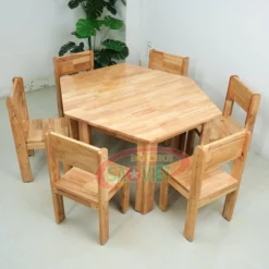 bàn lục giác cho bé mầm non bằng gỗ S013VE1