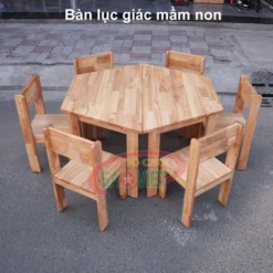 bàn lục giác cho bé mầm non bằng gỗ S013VE1