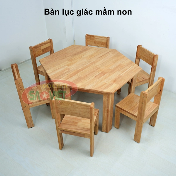 bàn lục giác cho bé mầm non bằng gỗ S013VE1