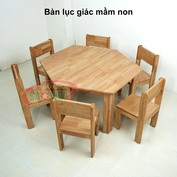 bàn lục giác cho bé mầm non bằng gỗ S013VE1
