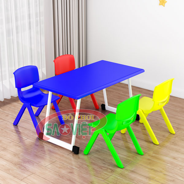 bàn mầm non mặt nhựa chân xếp gọn S013VA1