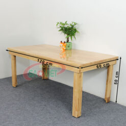 kich thước bàn mầm non montessori chữ nhật bằng gỗ cao su S013VF4