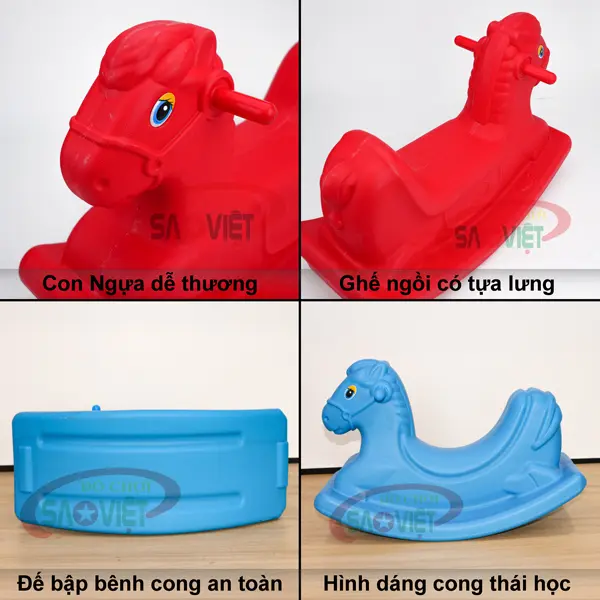 bập bênh Ngựa cho bé mầm non bằng nhựa S04NA01C