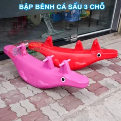 bập bênh cá Sấu 3 chỗ cho bé mầm non S04NB64