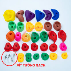bộ 32 mấu núm leo núi nhân tạo gắn tường bằng nhựa vít tường gạch NL0L2