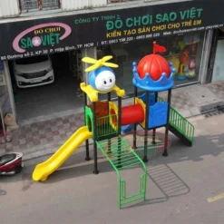 bộ vận động đa năng thang leo cầu trượt ống chui mầm non S03NB253