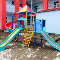 cầu trượt liên hoàn 3 máng trượt cho bé mầm non S03V004