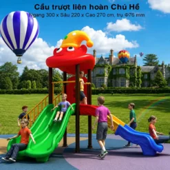 cầu trượt liên hoàn ngoài trời Chú Hề S03NB249