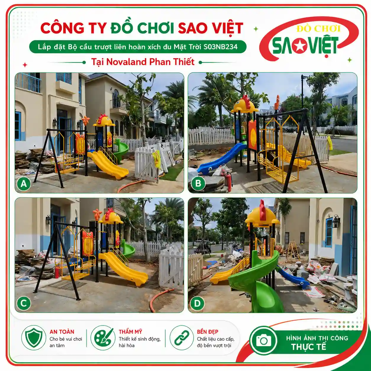 cầu trượt liên hoàn xích đu ông mặt trời S03NB234