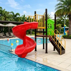 cầu trượt máng xoắn để trên thành hồ bơi S03NB238