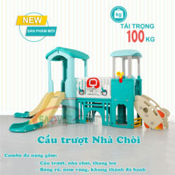 cầu trượt nhà chòi 2 khối bóng rỗ cho bé S03NM020D