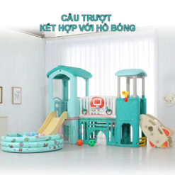 cầu trượt nhà chòi 2 khối có bóng rỗ S03NM020D