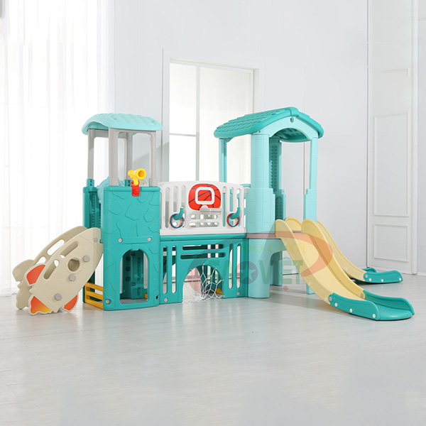 cầu trượt nhà chòi 2 khối có bóng rỗ S03NM020D