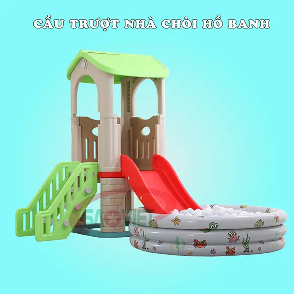 cầu trượt nhà chòi bể bóng cho bé S03NM092