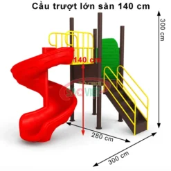 cầu trượt nước loại lớn máng xoắn sàn cao 140 cm cho hồ bơi