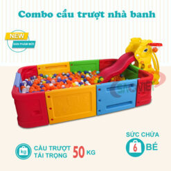 combo nhà banh cầu trượt thỏ cho bé S08N23