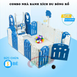 combo nhà banh xích đu bóng rổ cho bé S18N13