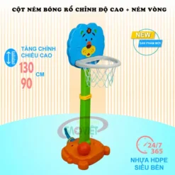 cột ném bóng rổ và ném vòng có tăng chỉnh chiều cao cho bé S07NC11