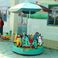 đu quay mẫu giáo 5 con ngựa có dù s06v10