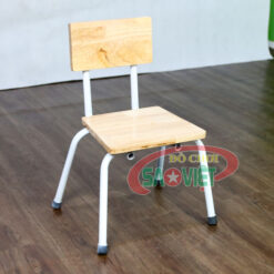 ghế cho bé mầm non mặt ván gỗ chân sắt S012VC2