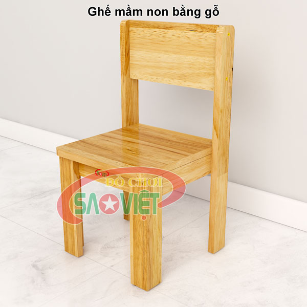 ghế mầm non bằng gỗ cao su S012VD