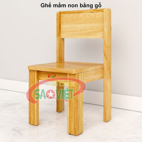 ghế mầm non bằng gỗ cao su S012VD