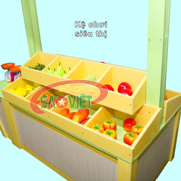 kệ cho bé chơi siêu thị bằng gỗ S014VC02