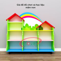 kệ để đồ chơi và học liệu mầm non bằng gỗ S014VA031