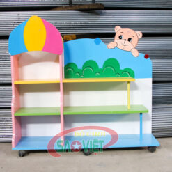 Kệ đồ chơi mầm non xây dựng hình Gấu bằng gỗ S014VA033