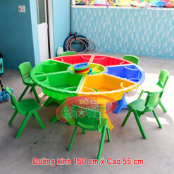 kích thước bàn chơi cát và nước 6 ô đa năng bằng nhựa S05N01A