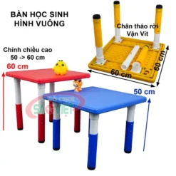 kích thước bàn học sinh hình Vuông tăng giảm chiều cao S013NF