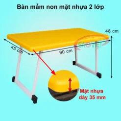 kích thước bàn mầm non mặt nhựa 2 lớp chân gấp gọn S013VB
