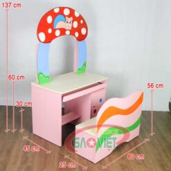 kích thước bộ bàn ghế kidsmart vui học mầm non 2 chỗ ngồi S014VT01A