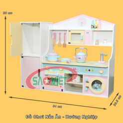 kích thước bộ đồ chơi nấu ăn hướng nghiệp cho bé bằng gỗ S014VC05