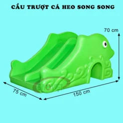 kích thước cầu trượt cá heo 2 máng đôi song song cho bé S03NK011