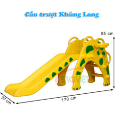 kích thước cầu trượt khủng long cho bé có hầm chui S03NM089
