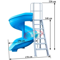 kích thước cầu trượt nước máng soắn cho hồ bơi công viên nước S03NW02