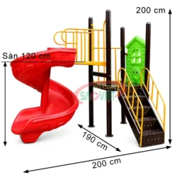 kích thước cầu trượt nước máng xoắn để trên thành hồ bơi S03NB238