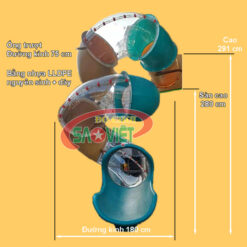 kích thước cầu trượt ống xoắn ốc 2 tầng cho trẻ em bằng nhựa NL04X280