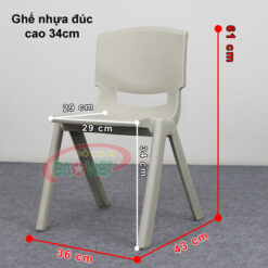 kích thước ghế giáo viên mầm non bằng nhựa đúc cao 34 cm S012NA6
